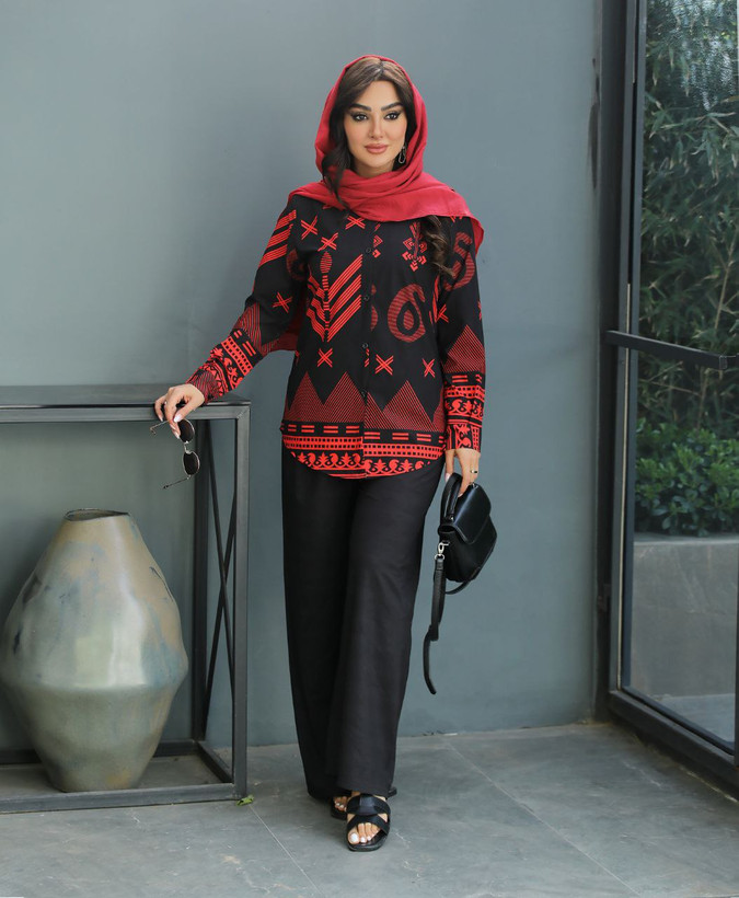 شومیز قرمز شلوار مشکی