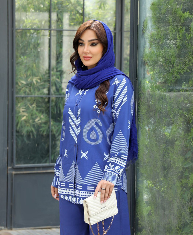 شومیز آبی شلوار آبی