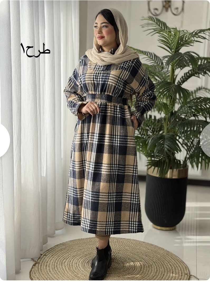 مانتو کفتان زنانه طرح چهار خونه پشمی آراد