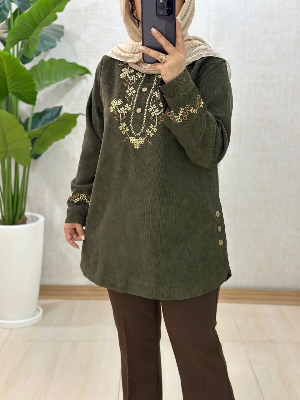 تونیک زنانه  کبریتی طرح گلدوزی هاله