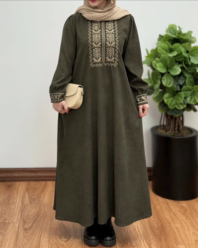 پیراهن مانتویی زنانه سنتی کبریتی طرح ترگل