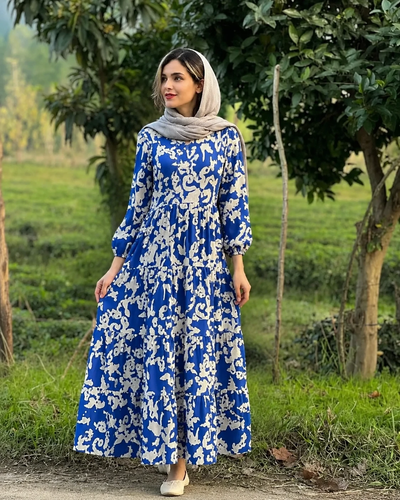 پیراهن زنانه فلور طرح آبرنگی نسترن2026