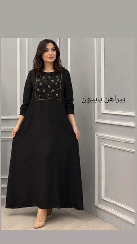 پیراهن زنانه نخی طرح محرمی مشکی