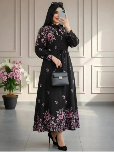 پیراهن زنانه فلور طرح گلدارجلو دکمه دارتانیا