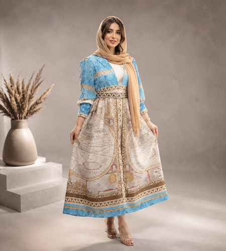 پیراهن زنانه ساتن ابریشم طرح سرخپوستی