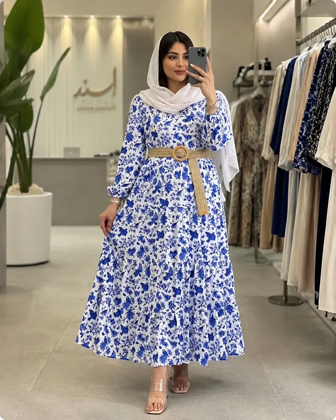پیراهن زنانه فلور درجه یک طرح پرنده و بته جقه