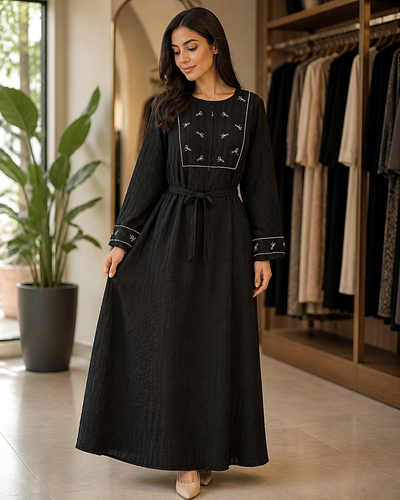 پیراهن زنانه نخی طرح محرمی مشکی