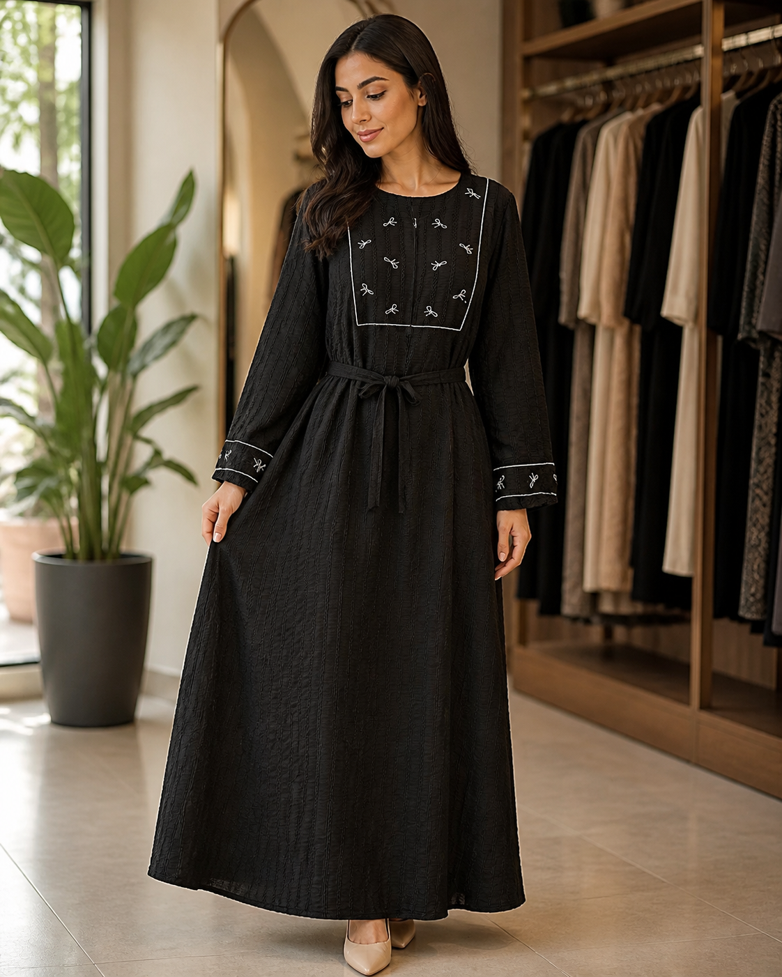پیراهن زنانه نخی طرح محرمی مشکی