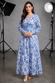 پیراهن مجلسی زنانه ساتن طرح پرنده