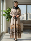 پیراهن زنانه فلور طرح حاشیه پلنگی زنجیری