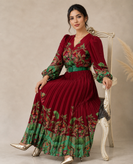 پیراهن زنانه مجلسی ساتن طرح ترک سل