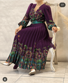 پیراهن زنانه مجلسی ساتن طرح ترک سل
