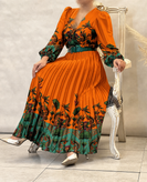پیراهن زنانه مجلسی ساتن طرح ترک سل