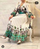 پیراهن زنانه مجلسی ساتن طرح ترک سل