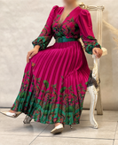 پیراهن زنانه مجلسی ساتن طرح ترک سل