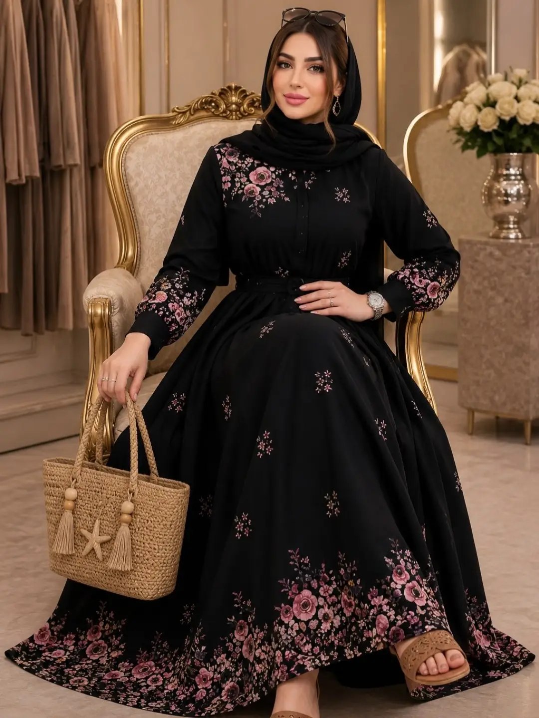 پیراهن زنانه فلور طرح گل رز ستیا