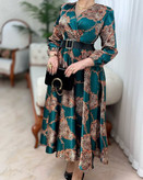 پیراهن مزونی زنانه ساتن ال ایکس طرح دامن کلوش