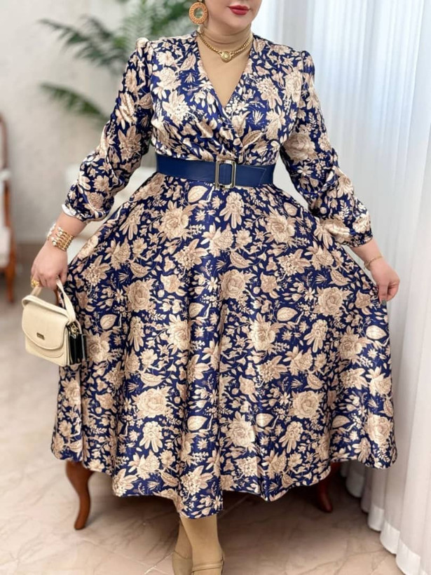پیراهن مزونی زنانه ساتن ال ایکس طرح دامن کلوش