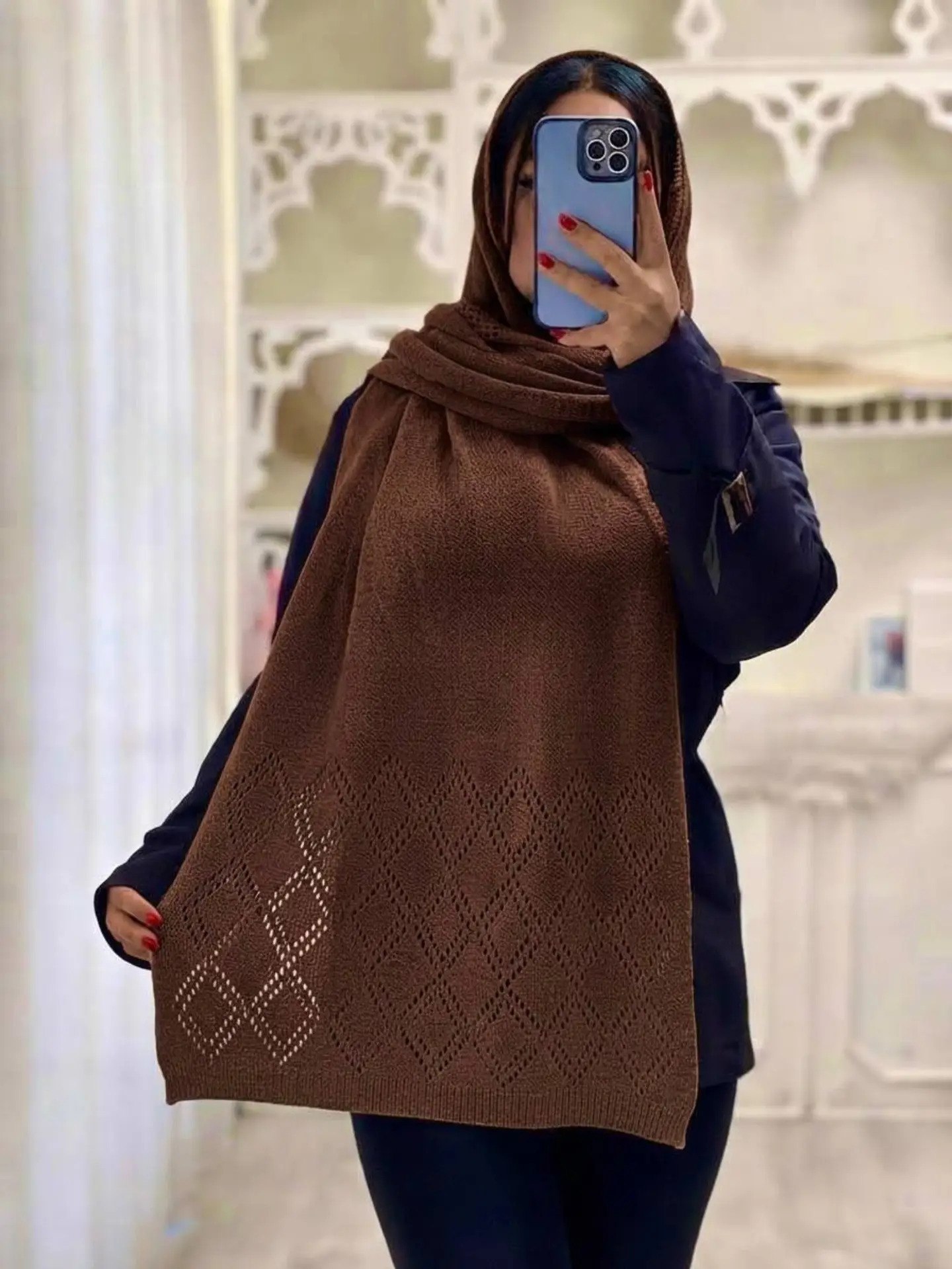 شال زنانه بافت طرح ساره